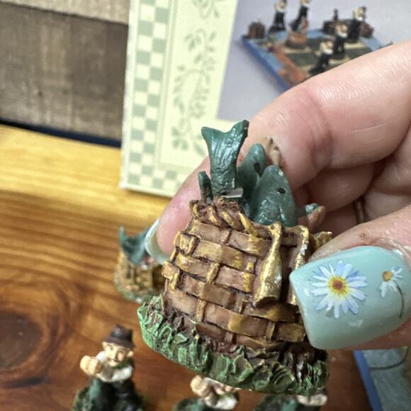 Fisherman Tic Tac Toe Set Shoreline Rowboat Nautical Decor In Box Complete Flaws - Picture 5 of 8